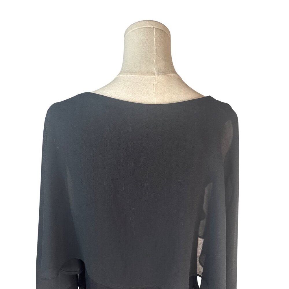 2/$30 ZARA Large Black Chiffon Sheer Wide Sleeves Blouse Cuffs - Picture 8 of 12